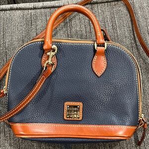 Dooney & Bourke Blue and Brown Satchel